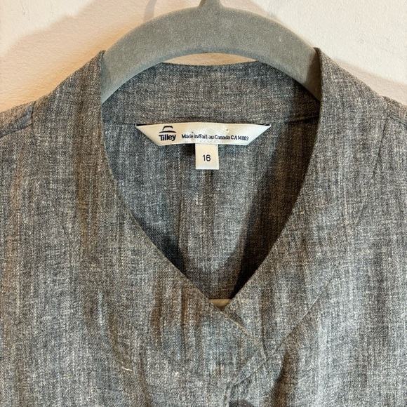 TILLEY Sx 16 Linen Blend Suit Tao Style Neck Pockets Straight Leg Trousers - Picture 3 of 13